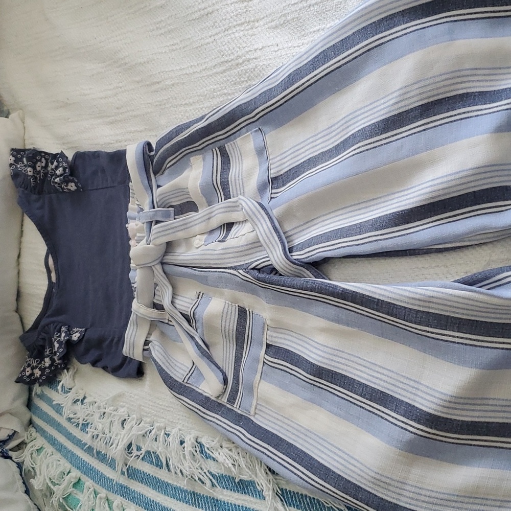 Kensie little girls wide leg mid length w/ crop top so adorable linen look